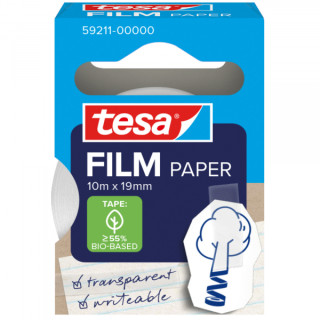 Tesa Paper Pack de 1 Cinta Adhesiva de Papel 19mm x 10 Metros - Casi Invisible en Superficies de Color Claro - Se puede Cortar c