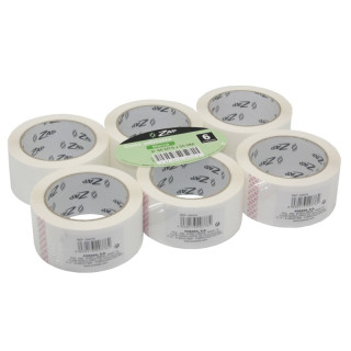 Zap Pack de 6 Precintos de Embalaje 50mm x 66m - Polipropileno 55 micras - Color Blanco