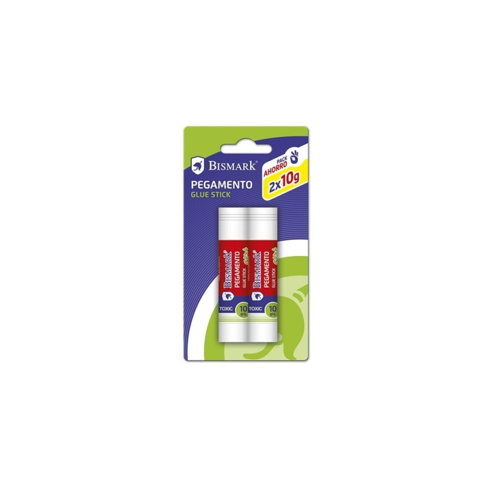 Bismark Pack de 2 Barras de Pegamento 10gr - Multiusos - Sin Disolventes - Uso Escolar
