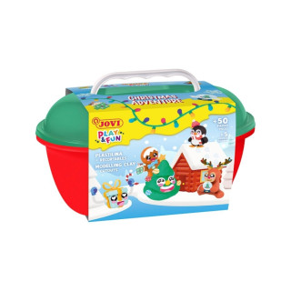 Jovi Play & Fun Cofre Christmas Adventure con 24 Barras de Plastilina 15gr + Modeladores + Recortables - Sin Gluten - Base Veget