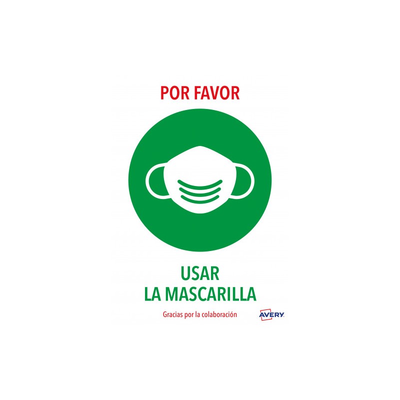 Señales adhesivos preimpreso  "usar mascarillas " sobre de 2 hojas en a4 avery av_kitcovid2_es Señales adhesivos preimpreso  "usar mascarillas " sobre de 2 hojas en a4 avery av_kitcovid2_es