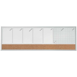 Nobo Planificador Semanal de Pizarra Magnetica Pequeña 585x190mm - Tira de Corcho - Almohadillas Adhesivas e Imanes para Monta