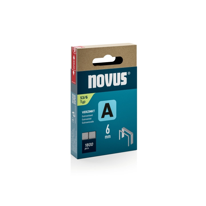 Novus A Tipo 53 Caja de 1800 Grapas 53/6 Galvanizadas - Patilla de 6mm