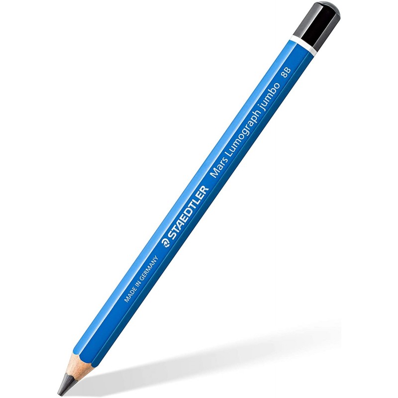 Staedtler Mars Lumograph Jumbo 100J Lapiz de Grafito - Mina 8B - Acabados Metalicos - Diametro Mina 5.3mm Aprox - Alta Resisten