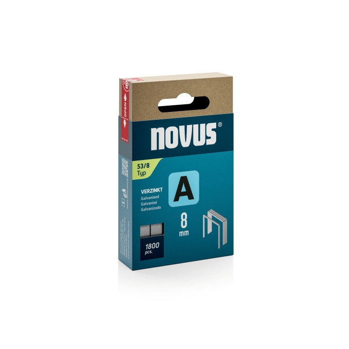 Novus A Tipo 53 Caja de 1800 Grapas 53/8 Galvanizadas - Patilla de 8mm