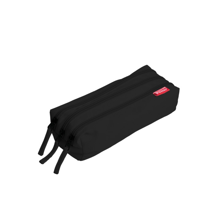 Enri Estuche Portatodo con 3 Compartimentos - Cierres de Cremallera - Fabricado en Poliester - Color Negro