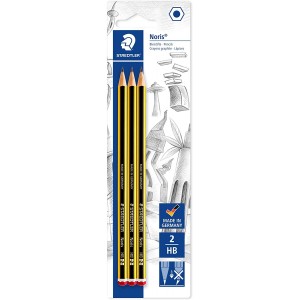 Staedtler Noris 120 Pack de 3 Lapices de Grafitito Hexagonales - Mina 2HB - Resistencia a la Rotura - Madera de Bosques Sosteni