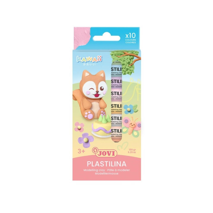 Jovi Kawaii Pack con 10 Barras de Plastilina 15gr - Muy Moldeable - No se Seca - Colores Surtidos