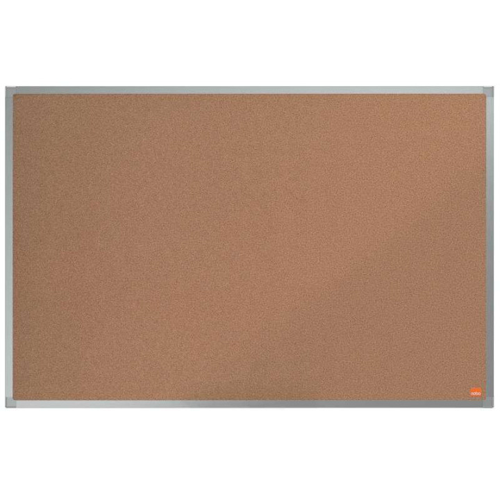 Nobo Essence Tablero de Anuncios de Corcho 900x600mm - Montaje en Esquinas - Superficie de Corcho - Marco de Aluminio Anodizado