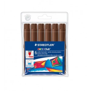 Staedtler Noris Watercolour 340 Pack de 6 Rotuladores de Gran Tamaño - Trazo 3mm Aprox - Lavable Facilmente - Tinta Base de Ag