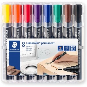 Staedtler Lumocolor 352 Pack de 8 Marcadores Permanentes - Secado Rapido - Colores Surtidos