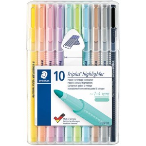 Staedtler Triplus Textsurfer 362 Pack de 10 Marcadores Fluorescentes - Trazo 1 - 4mm Aprox - Tina Base de Agua - Colores Surtid
