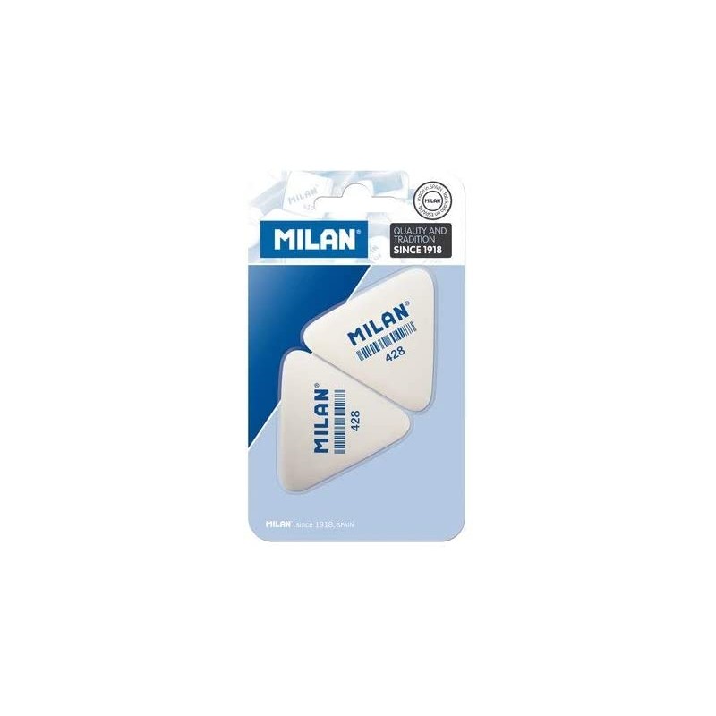 Milan 428 Pack de 2 Gomas de Borrar Triangulares - Miga de Pan - Suave Caucho Sintetico - Color Blanco Milan 428 Pack de 2 Gomas de Borrar Triangulares - Miga de Pan - Suave Caucho Sintetico - Color Blanco