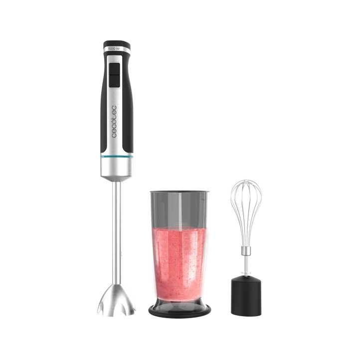 Cecotec PowerGear 1500 XL Cream Batidora de Mano - 1500W - Cuchillas de Titanio - 21 Velocidades - Antisalpicaduras - Sistema de