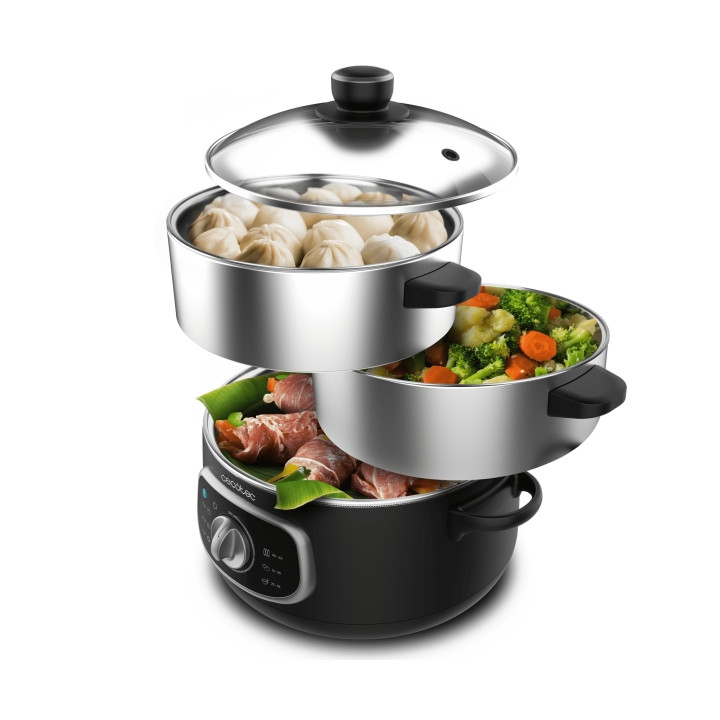 Cecotec Vapovita SteelPot Vaporera Multifuncional - 1300W - Cocina Saludable - Recipientes de Acero Inoxidable - Capacidad de 10