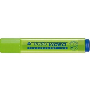 Tratto Video Marcador Fluorescente - Punta Biselada - Tinta Base de Agua - Secado Rapido - Color Verde Lima Fluorescente