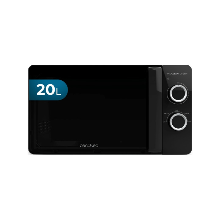 Cecotec Proclean 3030 Flatbed Microondas sin Plato - Potencia de 700W - Capacidad 20L - Revestimiento Ceramico - Temporizador 30