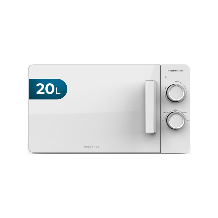 Cecotec Proclean 3020 Flatbed Microondas sin Plato - Potencia de 700W - Capacidad 20L - Revestimiento Ceramico - Temporizador 30