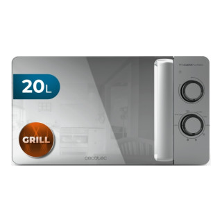 Cecotec Proclean 3160 Flatbed Mirror Microondas sin Plato - Potencia de 700W - Capacidad 20L - Grill 800W - Revestimiento Cerami