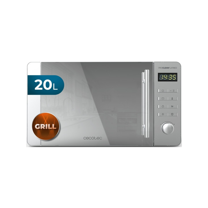 Cecotec Proclean 5120 Flatbed Inox Microondas sin Plato - Potencia de 700W - Capacidad de 20L - Grill de 800W - Revestimiento Ce
