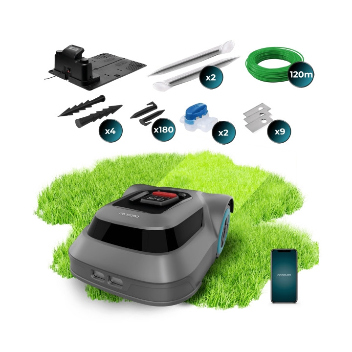 Cecotec Conga GrassHopper 500 Map Connected Robot Cortacesped Inteligente - Cobertura hasta 500m2 - Navegacion Eficiente - Ajust