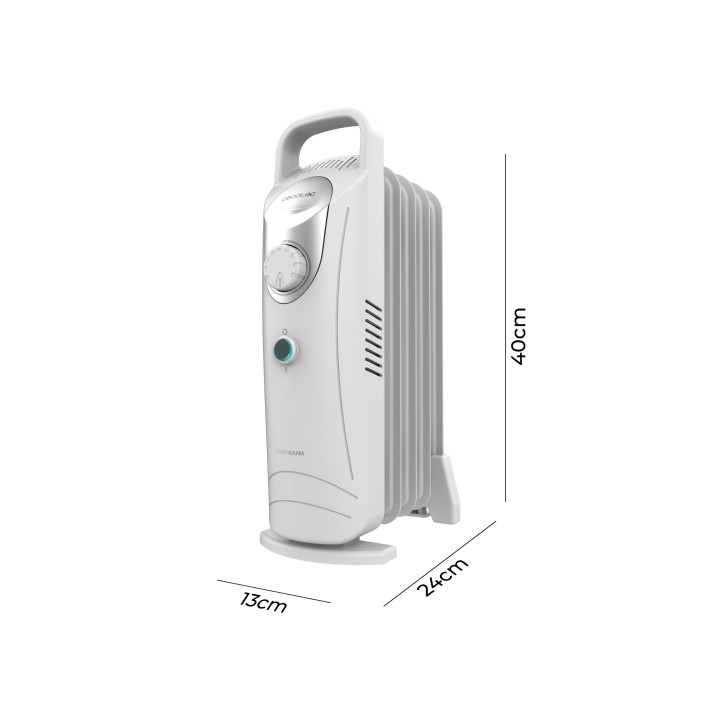 Cecotec ReadyWarm 500 Space White Radiador de Aceite con 5 Modulos de 100x330mm - 500W - Calor Homogeneo - Transporte Facil con