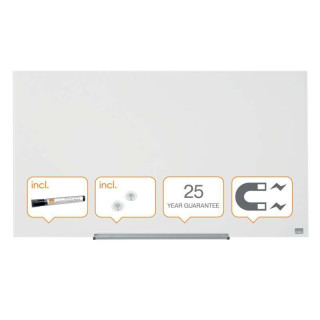 Nobo Impression PRO Pizarra Magnetica de Cristal 1000x560mm - Diseño sin Marco - Ultra Capacidad de Borrado - Blanco Brillante