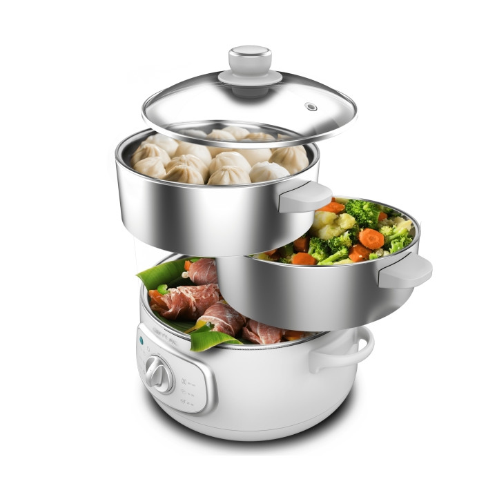Cecotec Vapovita SteelPot Vaporera Multifuncional - 1300W - Cocina Saludable - Recipientes de Acero Inoxidable - Capacidad de 10