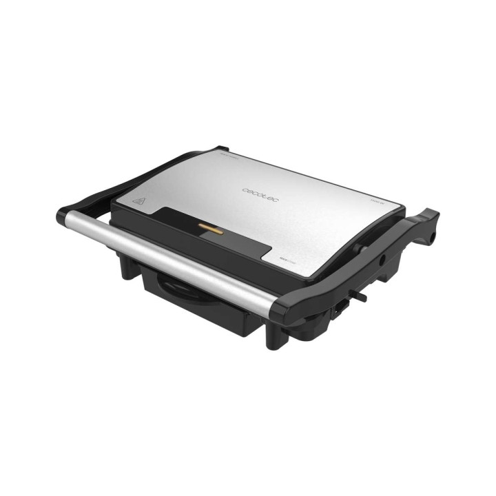 Cecotec Rock'nGrill Rapid Parrilla Electrica - 1500W - Revestimiento Antiadherente - Placa Ajustable en Altura - Bandeja Recogeg