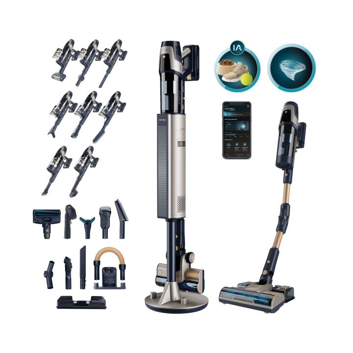 Cecotec Conga Rockstar 11500 Odyssey Station Connected IA Aspirador Escoba Vertical sin Cable - 850W - 30kPa - Autovaciado - Chi