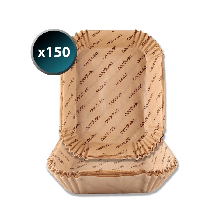 Cecotec Cecofry BigBucket Pack de 150 Papeles para Freidora de Aire de 9 a 11L - Rectangular - Resiste hasta 230°C - Listo para