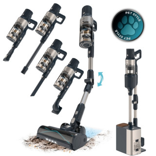 Cecotec Conga Rockstar 5500 Station Pet Flex Aspirador Escoba Vertical sin Cable - 700W - 30kPa - Autonomia 90min - Tubo Flexibl