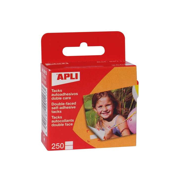 Apli Pack de 250 Tacks Autoadhesivos Doble Cara 12x16mm - Ideal para Fotos