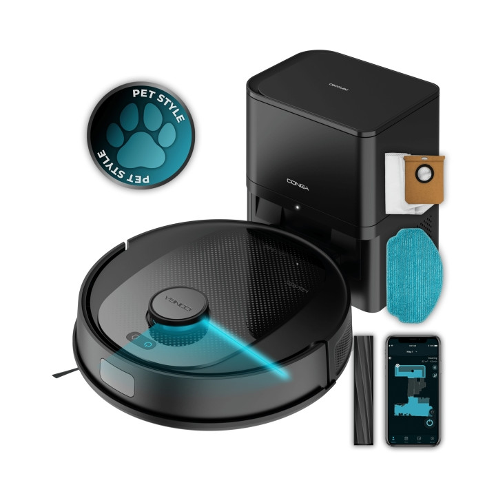 Cecotec Conga 7690 Immortal Max Home Robot Aspirador 4 en 1 con Base de Autovaciado - 5000Pa - Navegacion Laser - Bolsa 2.5L - A