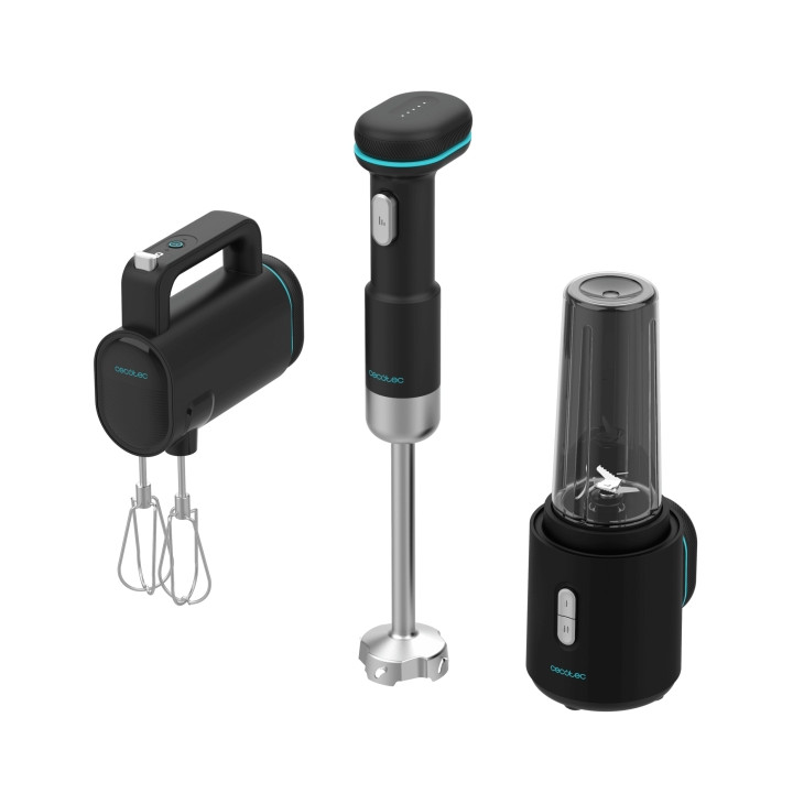 Cecotec BlendGo Pack de 3 Batidoras con Bateria - 180W - Batidora de Mano - Batidora de Vaso - Batidora de Varillas - Velocidad