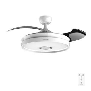 Cecotec EnergySilence Aero 4360 Invisible Sound Ventilador de Techo con Luz LED - 35W - Aspas Retractiles - Bluetooth - Mando a