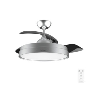 Cecotec EnergySilence Aero 4300 Invisible Steel Ventilador de Techo con Luz LED - 35W - 6 Velocidades - Aspas Retractiles - Mand