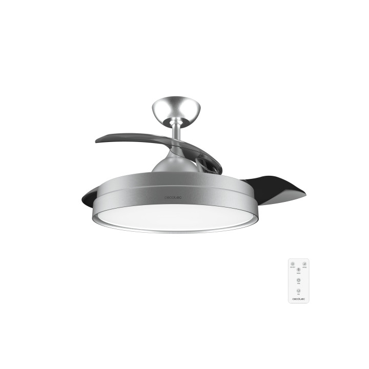 Cecotec EnergySilence Aero 4300 Invisible Steel Ventilador de Techo con Luz LED - 35W - 6 Velocidades - Aspas Retractiles - Mand