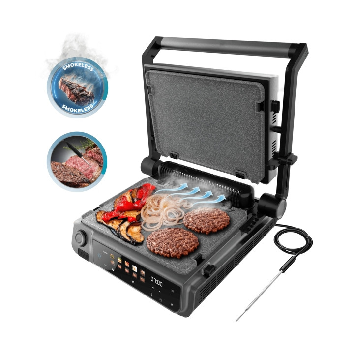 Cecotec Rock'nGrill 2000 Smash PerfectCook Parrilla Electrica - 2000W - Sonda de Temperatura Inteligente - Placas Extraibles y R