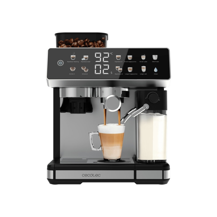 Cecotec Power Espresso 20 Barista Grind and Latte Cafetera Expresso - 1350W - Molinillo Conico Ajustable - Deposito Leche 500ml