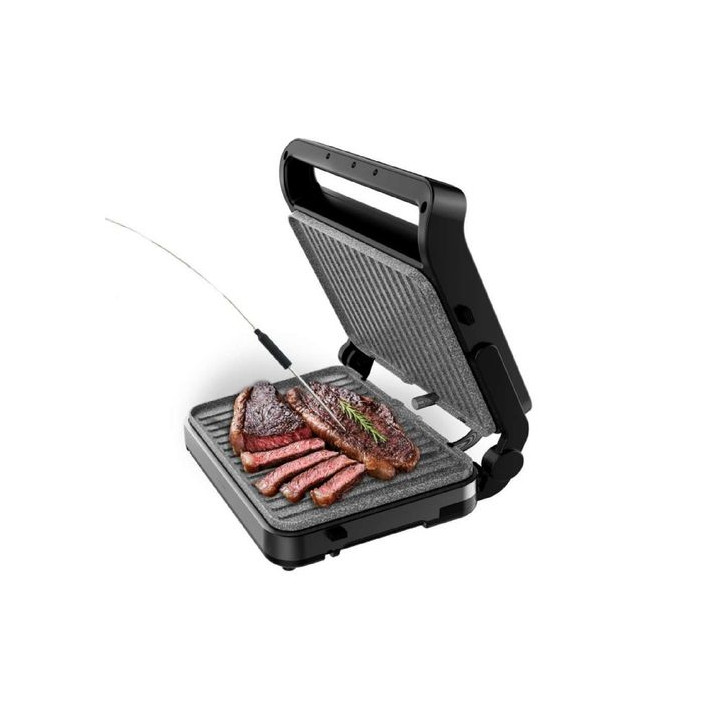 Cecotec Rock'nGrill 2000 PerfectCook Parrilla Electrica con Sonda de Temperatura Inteligente - 2000W - Placas Desmontables - Aca