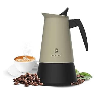 Cecotec Piccolina 600 Cafetera Italiana para 6 Tazas de Acero Inoxidable - Capacidad de 300ml - Junta de Silicona - Compatible c