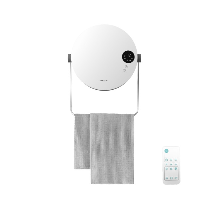 Cecotec ReadyWarm 2000 Round Calefactor Ceramico de Pared - Potencia de 2000W - Control Remoto Incluido - Ajuste de Temperatura