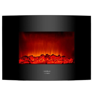 Cecotec Ready Warm 2210 Chimenea Electrica de 22" - Potencia de 2000W - Cobertura hasta 20m2 - Cristal Templado Curvo - Mando a