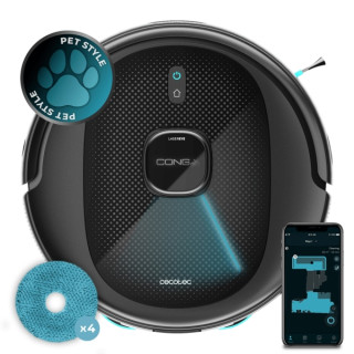 Cecotec Conga 9590 Spin Revolution Ultra Power Robot Aspirador 4 en 1 - 10kPa - Navegacion Laser - Mopas Giratorias - Autonomia