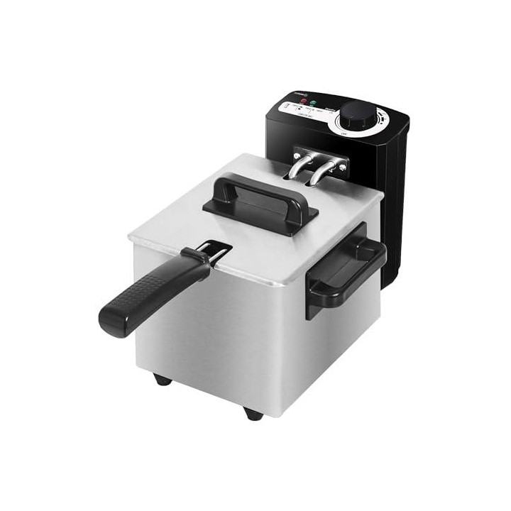 Cecotec Cleanfry Freidora de Aceite - 1000W - Capacidad de 1.5L - Filtro Oilcleaner - Temperatura hasta 190 ºC - Cubeta Esmaltad