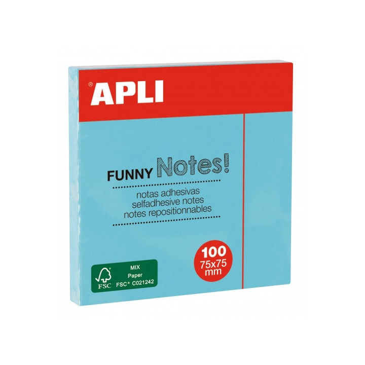 Apli Bloc de Notas Adhesivas - 100 Hojas - Papel Certificado FSC - Adhesivo en Base Agua - Reposicionables - Clasico Tamaño 75