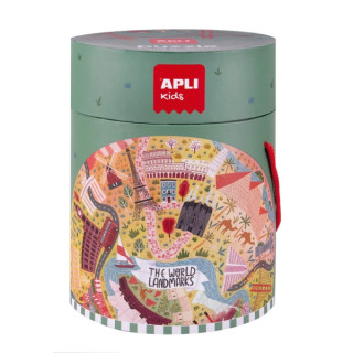 Apli Puzzle Circular Monumentos de 48 Piezas - Tamaño Ø50cm - Poster para Facilitar Montaje - Recomendado para Niños a parti