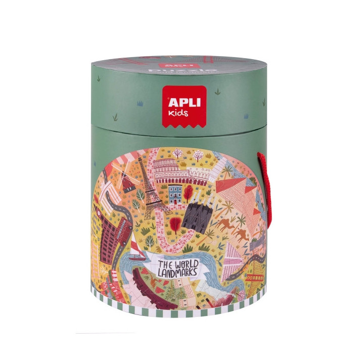 Apli Puzzle Circular Monumentos de 48 Piezas - Tamaño Ø50cm - Poster para Facilitar Montaje - Recomendado para Niños a parti