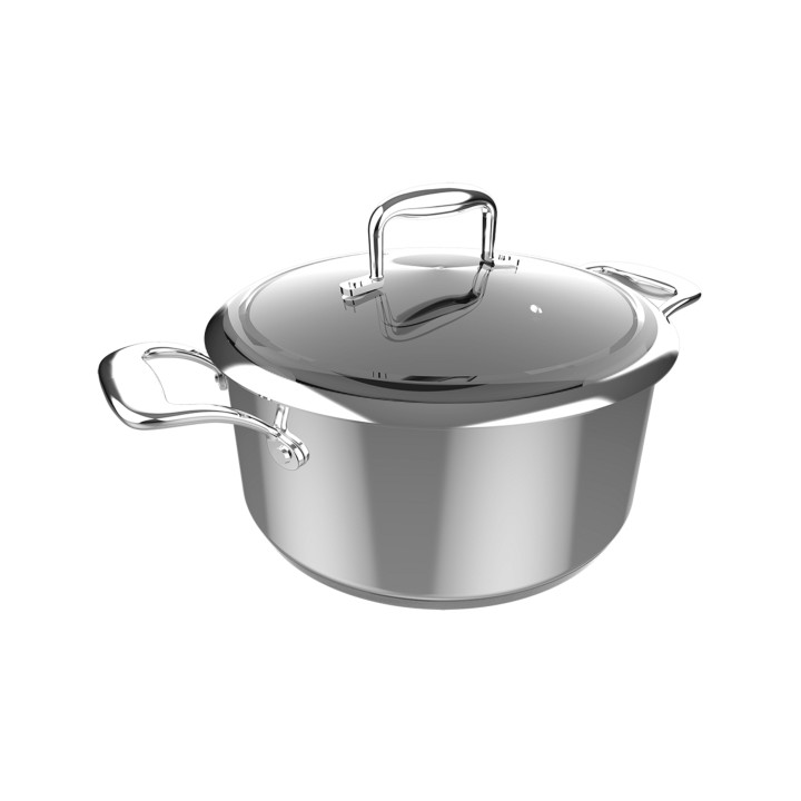 Cecotec Polka Classy Olla de 24cm de Diametro - Capacidad de 4L - Acero Inoxidable 18/10 - Tapa de Cristal y Acero - Revestimien